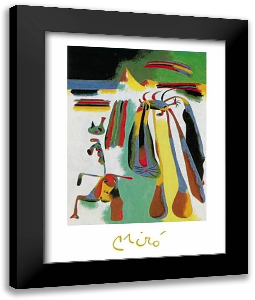 Paysan Catalan Au Repos 28x35 Black Modern Wood Framed Art Print Poster by Miro, Joan