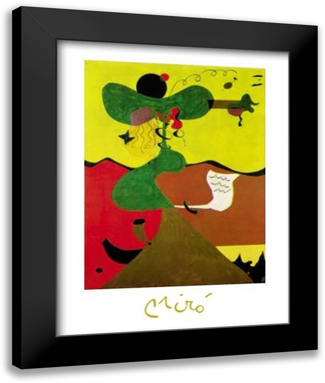 Portrait of Mrsmill 28x35 Black Modern Wood Framed Art Print Poster by Miro, Joan