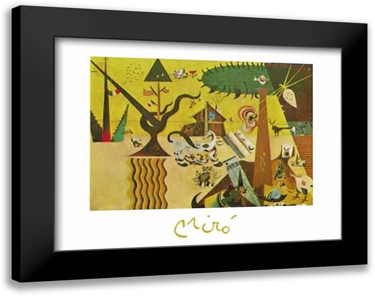 Terre Labouree, 1923 35x28 Black Modern Wood Framed Art Print Poster by Miro, Joan