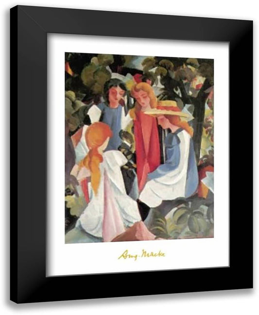 Four Girls 28x35 Black Modern Wood Framed Art Print Poster by Macke, August