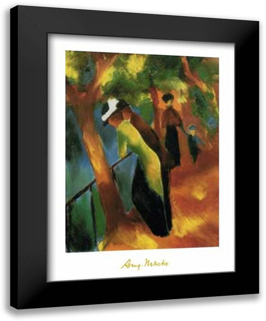 Women Taking a Bath with a Town on the B 28x35 Black Modern Wood Framed Art Print Poster by Macke, August