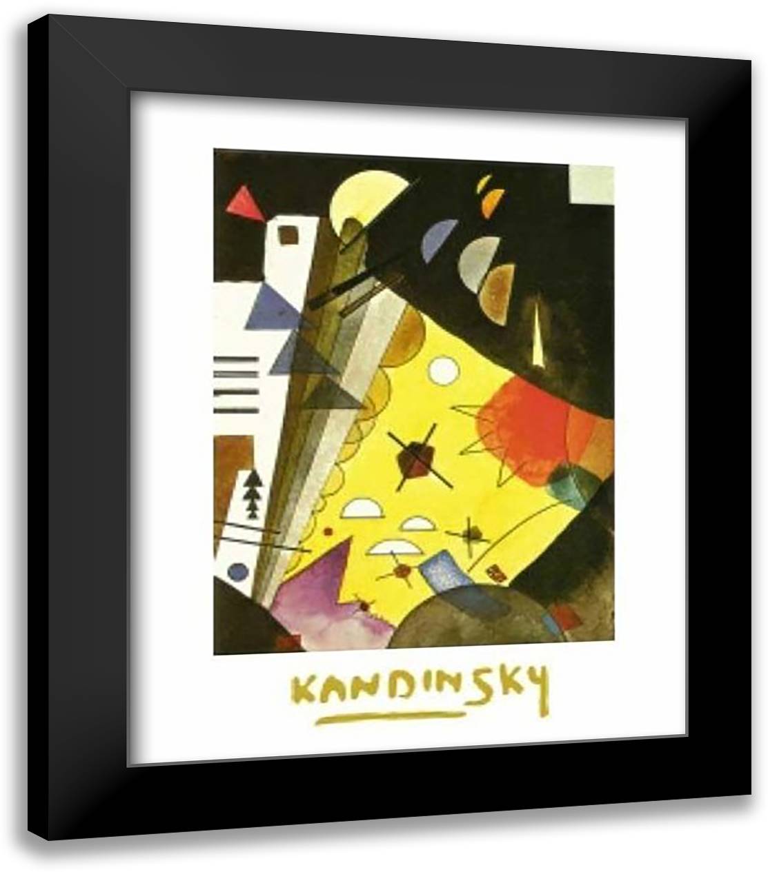 Tension en Hauteur, c.1924 28x35 Black Modern Wood Framed Art Print Poster by Kandinsky, Wassily