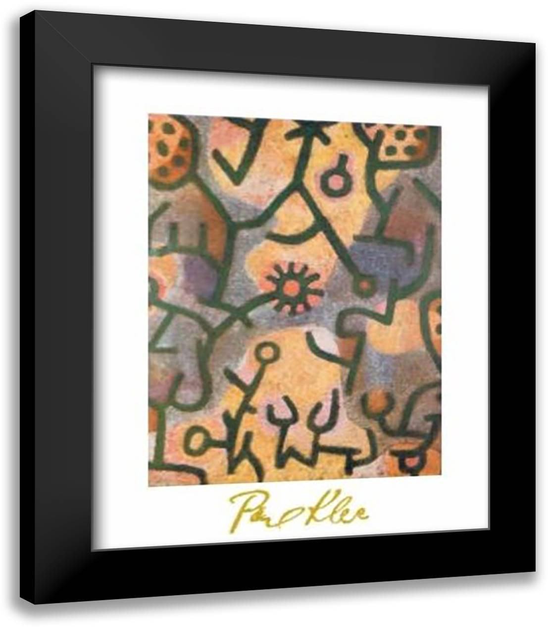 Flora di Roccia 1940 28x35 Black Modern Wood Framed Art Print Poster by Klee, Paul
