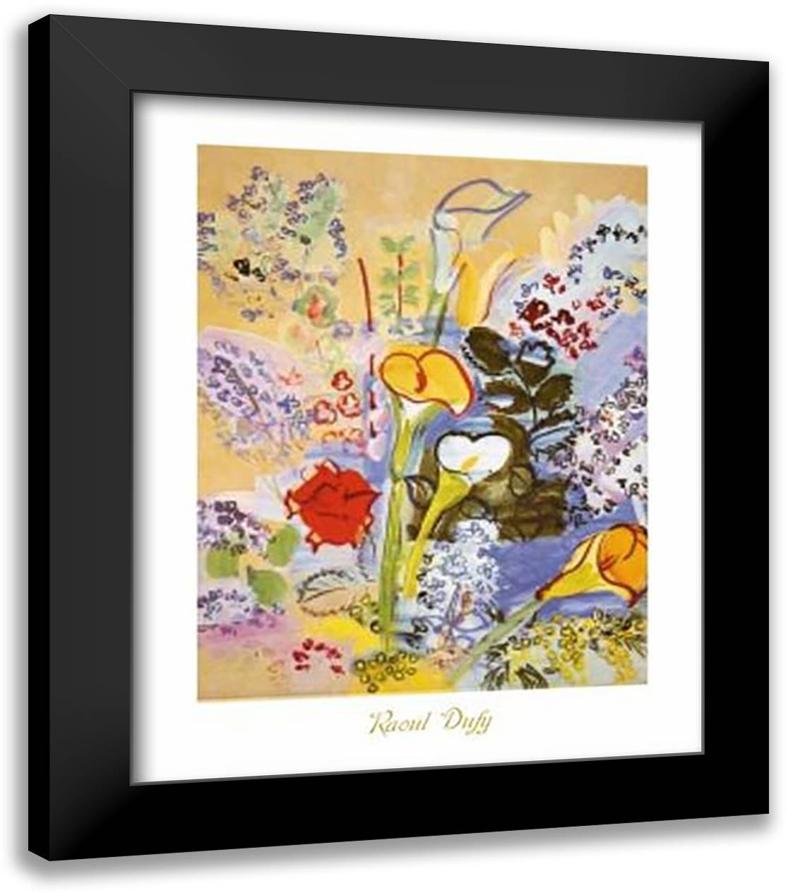 Bouquet d'Arums, 1939 28x35 Black Modern Wood Framed Art Print Poster by Dufy, Raoul
