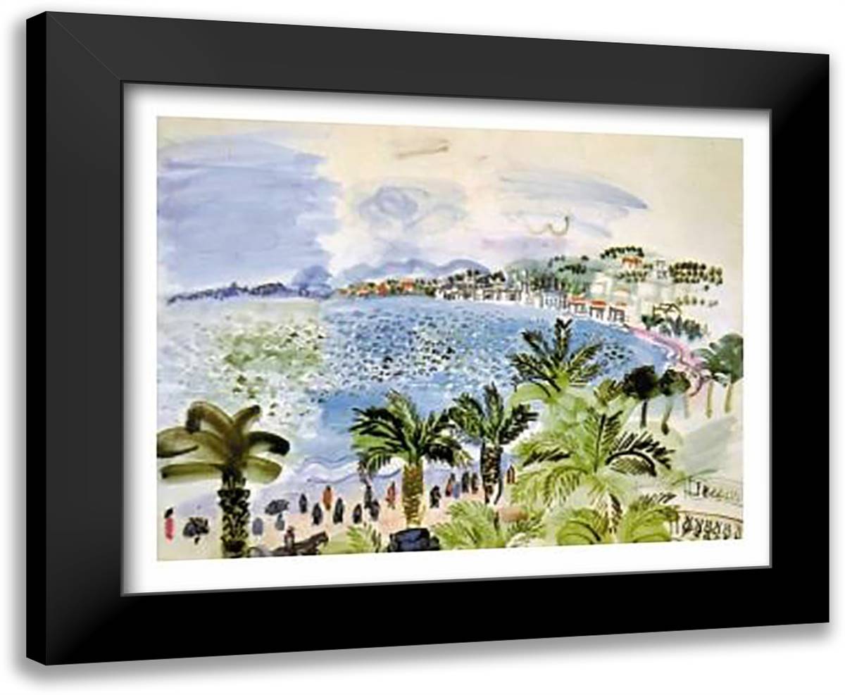 Promenade Des Anglais 35x28 Black Modern Wood Framed Art Print Poster by Dufy, Raoul