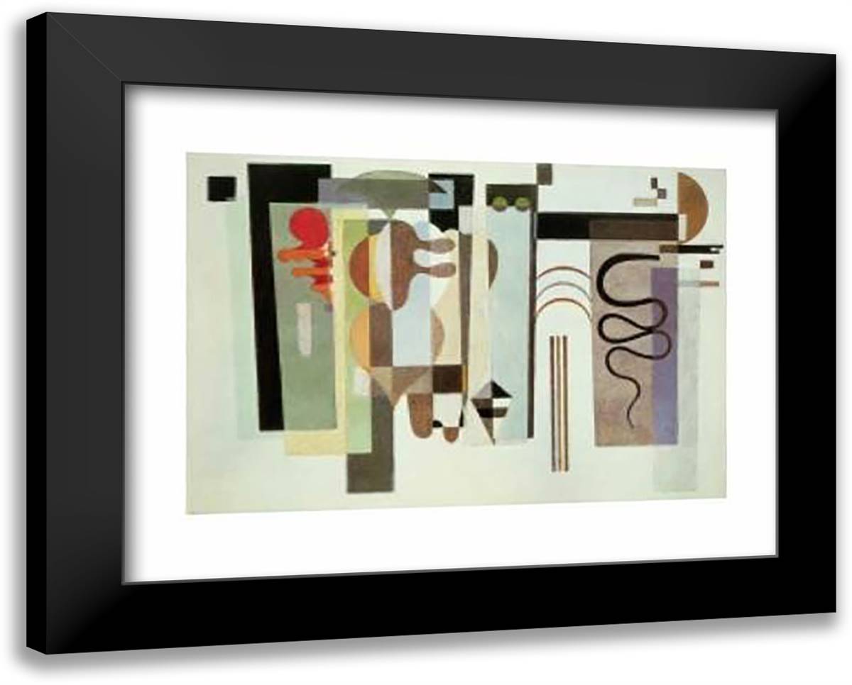 Deux Points Verts, 1935 40x28 Black Modern Wood Framed Art Print Poster by Kandinsky, Wassily