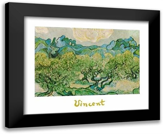 Olive Trees with the Alpilles in the Background, c.1889 32x24 Black Modern Wood Framed Art Print Poster by Van Gogh, Vincent