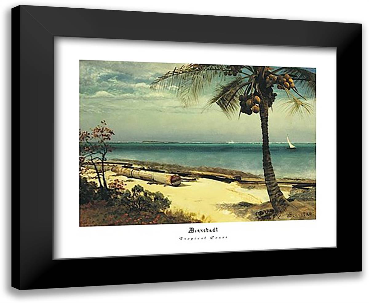 Tropical Coast 34x28 Black Modern Wood Framed Art Print Poster by Bierstadt, Albert