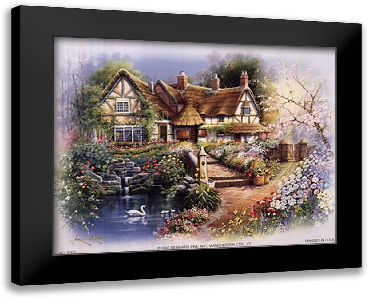 Coutnry Cottages 9x8 Black Modern Wood Framed Art Print Poster by Orpinas, Andres