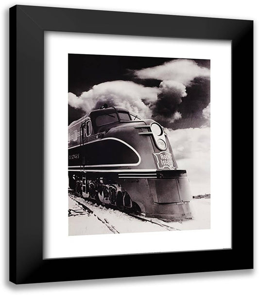 Bandw Trains 20x24 Black Modern Wood Framed Art Print Poster