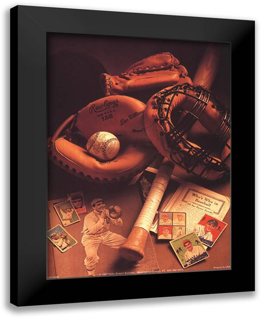 Baseball 9x11 Black Modern Wood Framed Art Print Poster by Harrison, Michael