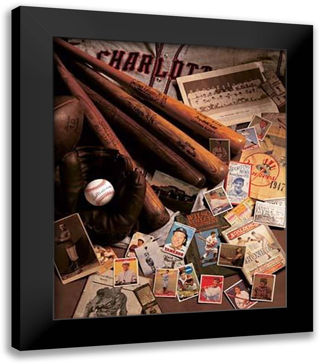 Baseball II 9x11 Black Modern Wood Framed Art Print Poster by Harrison, Michael