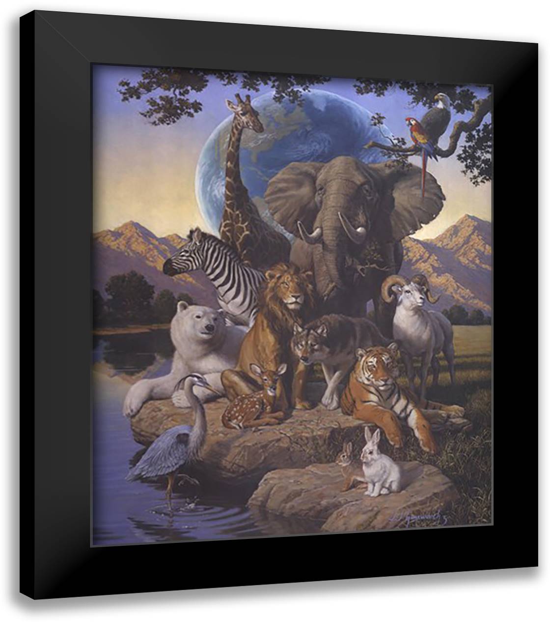 African Animals 20x24 Black Modern Wood Framed Art Print Poster by Himsworth III, James