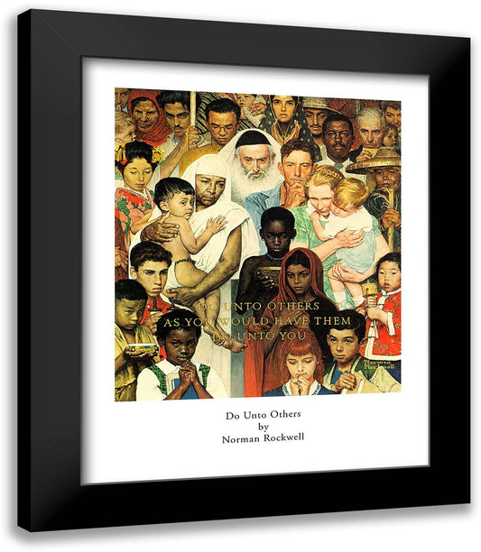 Golden Rule 'Do Unto Others' 9x10 Black Modern Wood Framed Art Print Poster by Rockwell, Norman