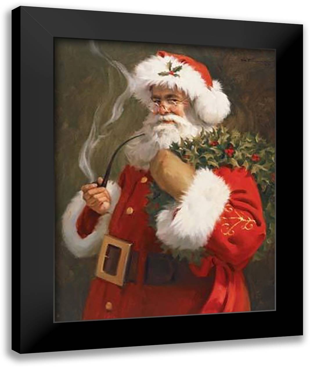 Spirit Of Santa 20x24 Black Modern Wood Framed Art Print Poster by Browning, Tom