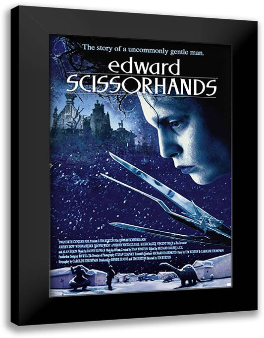 Edward Scissorhands (Movie Sheet) 28x40 Black Modern Wood Framed Art Print Poster