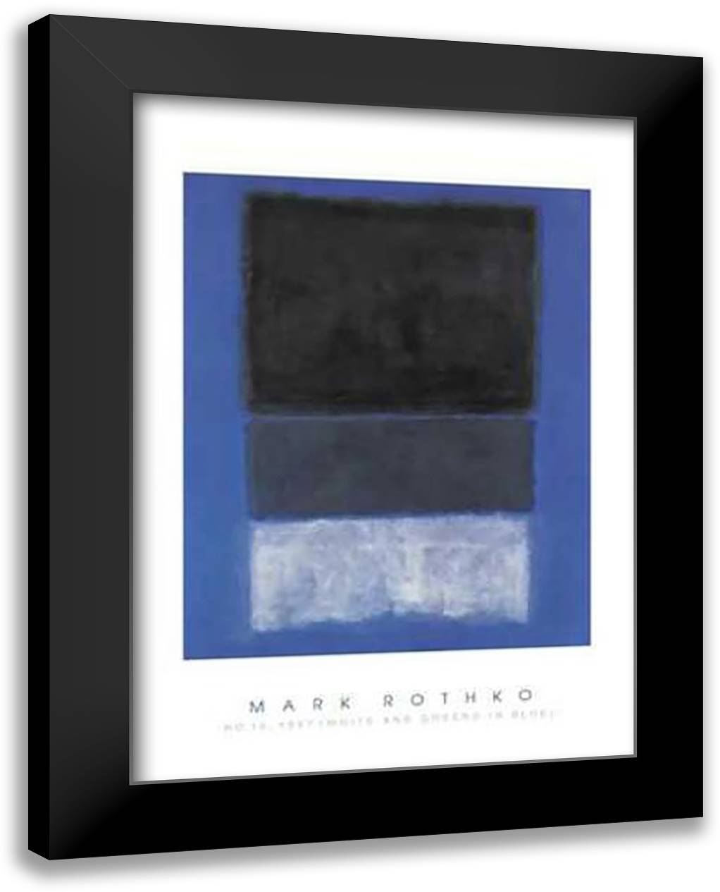 No.14, 1957 (White and Greens in Blue) 28x40 Black Modern Wood Framed Art Print Poster by Rothko, Mark