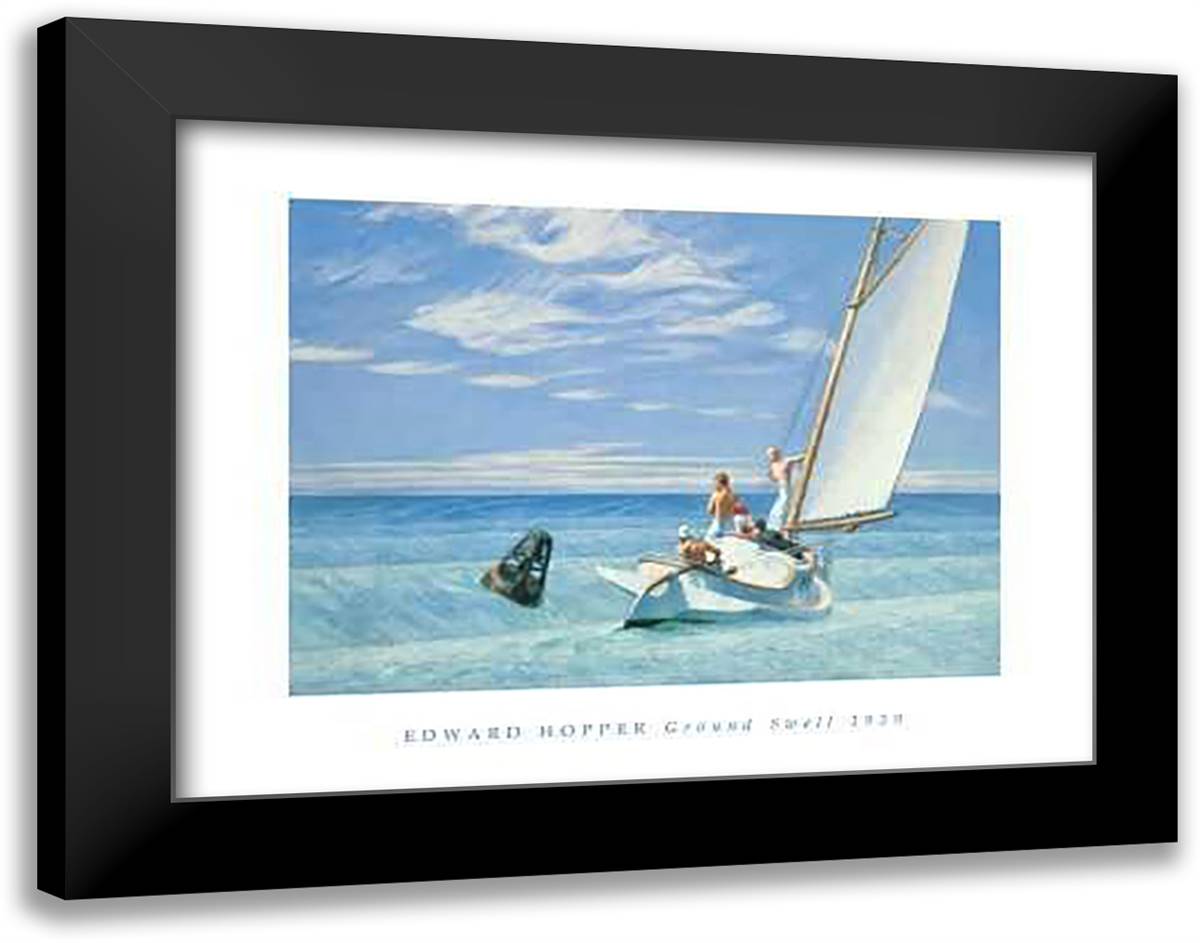 Ground Swell 20x16 Black Modern Wood Framed Art Print Poster by Hopper, Edward