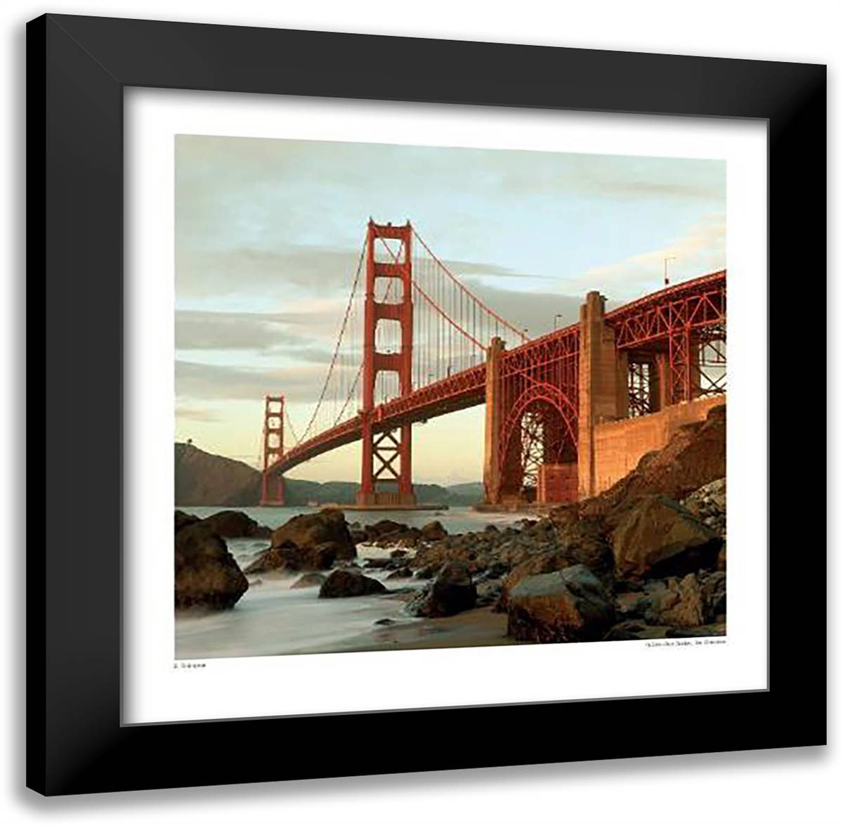 Golden Gate Bridge, San Francisco 20x20 Black Modern Wood Framed Art Print Poster