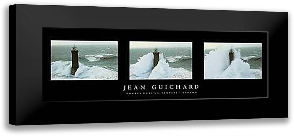 Phares Dans La Tempete-Kereon (Trip) 40x16 Black Modern Wood Framed Art Print Poster by Guichard, Jean