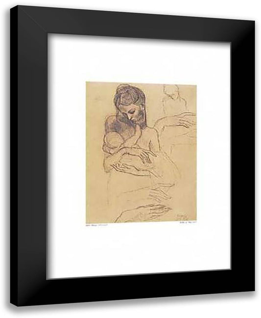 Mother and Infant 24x32 Black Modern Wood Framed Art Print Poster by Picasso, Pablo