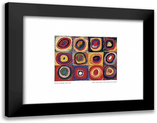 Color Study-Squares W Concentric Ring 32x24 Black Modern Wood Framed Art Print Poster by Kandinsky, Wassily