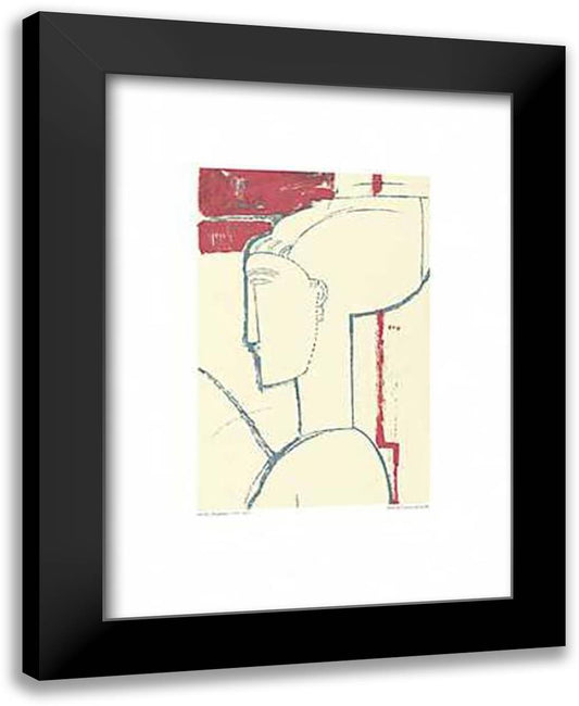 Head and Bust in Profile 24x32 Black Modern Wood Framed Art Print Poster by Modigliani, Amedeo