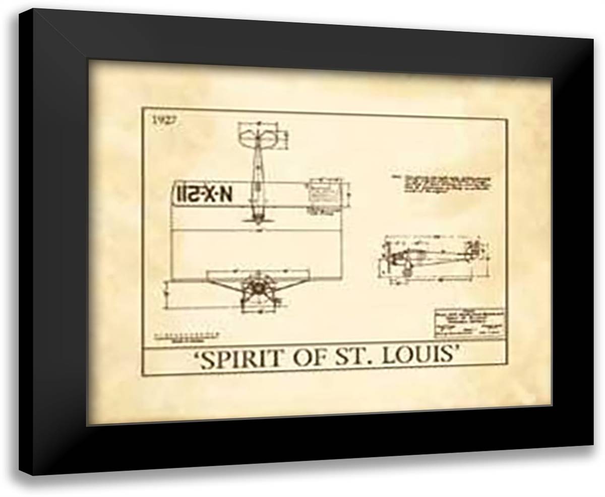 Pierce house - Spirit of St. Louis Size 24x20 Black Modern Wood Framed Art Print Poster
