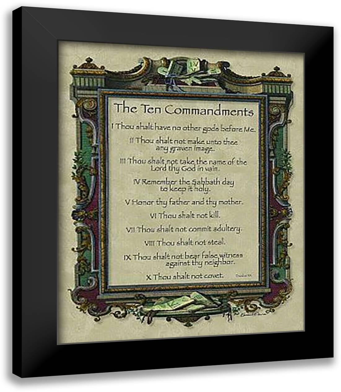 10 Commandments-Mini 9x11 Black Modern Wood Framed Art Print Poster