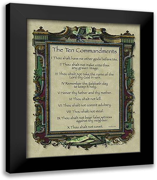 10 Commandments-Mini 9x11 Black Modern Wood Framed Art Print Poster