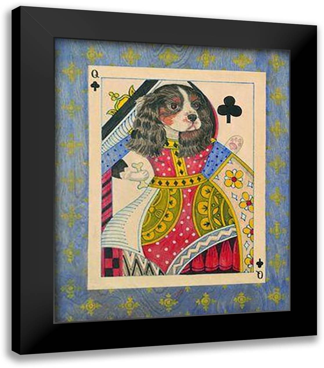 Spaniel-Queen of Clubs 15x18 Black Modern Wood Framed Art Print Poster by Phillips, Kari