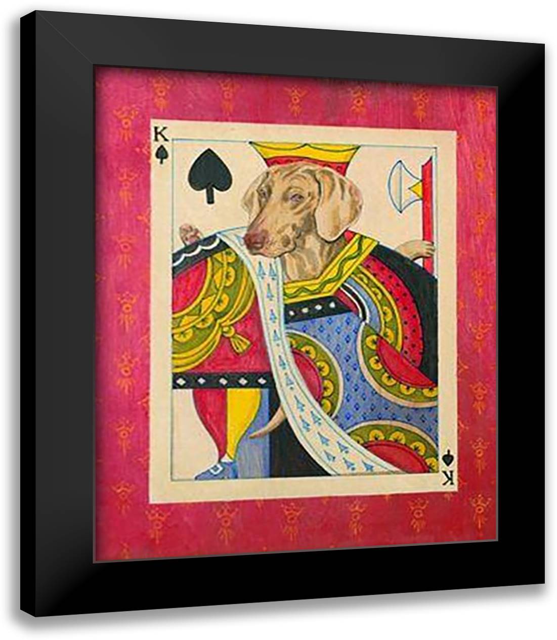 Weimaraner-King of Spades 15x18 Black Modern Wood Framed Art Print Poster by Phillips, Kari