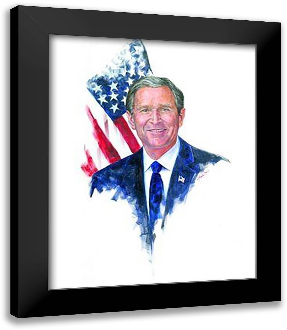 President George W. Bush 15x18 Black Modern Wood Framed Art Print Poster by Trick, Malenda