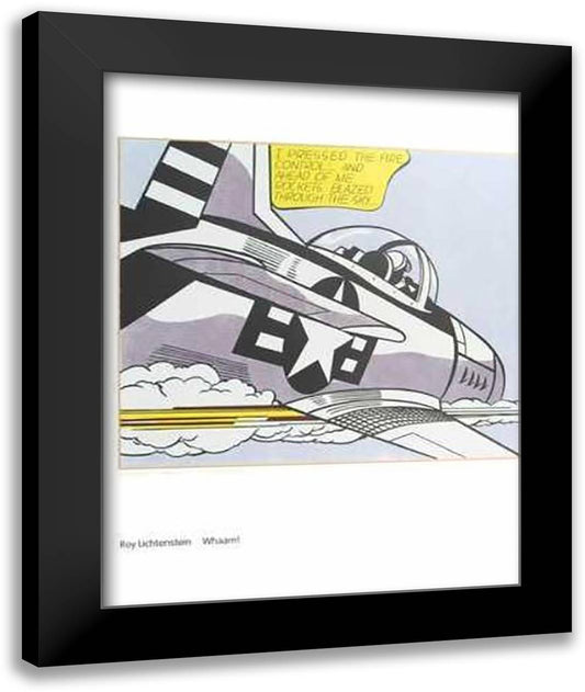 Wham A, (Diptich) 28x35 Black Modern Wood Framed Art Print Poster by Lichtenstein, Roy