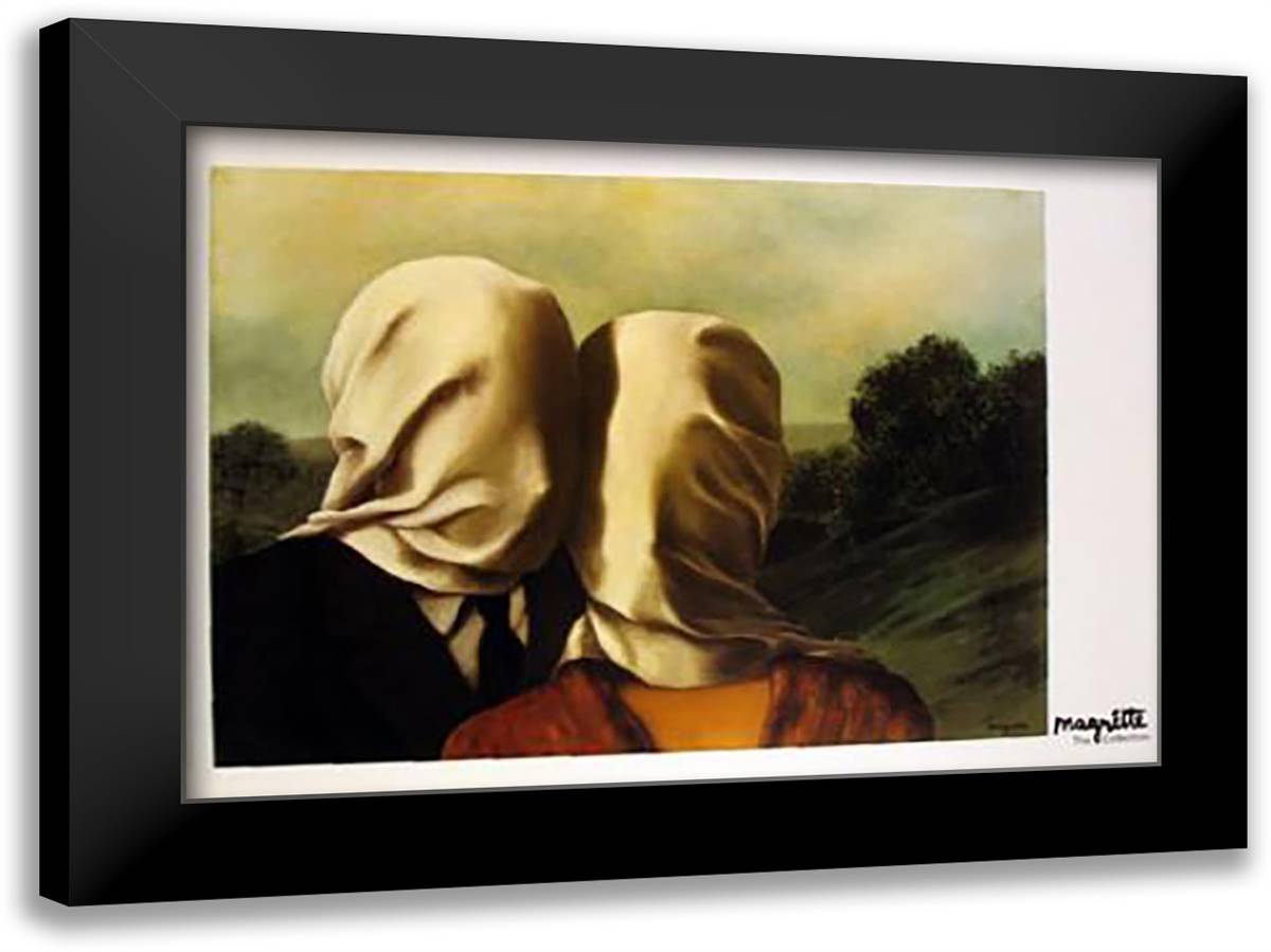 Amants 40x28 Black Modern Wood Framed Art Print Poster by Magritte, Rene