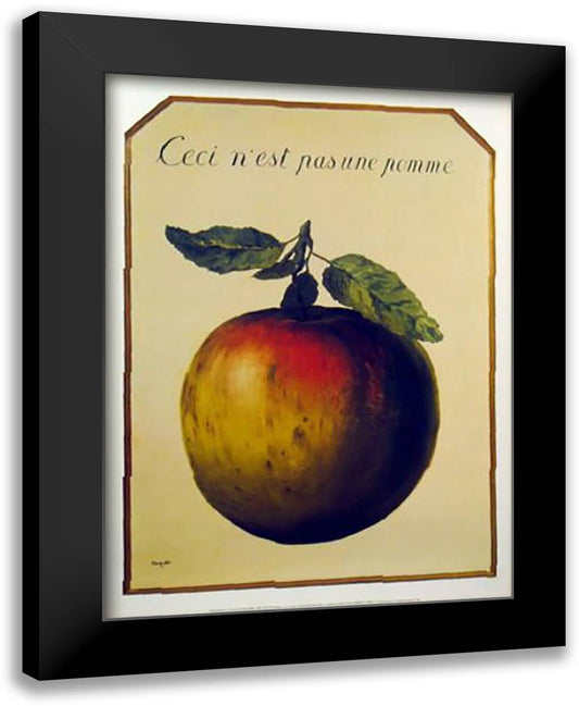 Ceci N'est Pas une Pomme 24x32 Black Modern Wood Framed Art Print Poster by Magritte, Rene