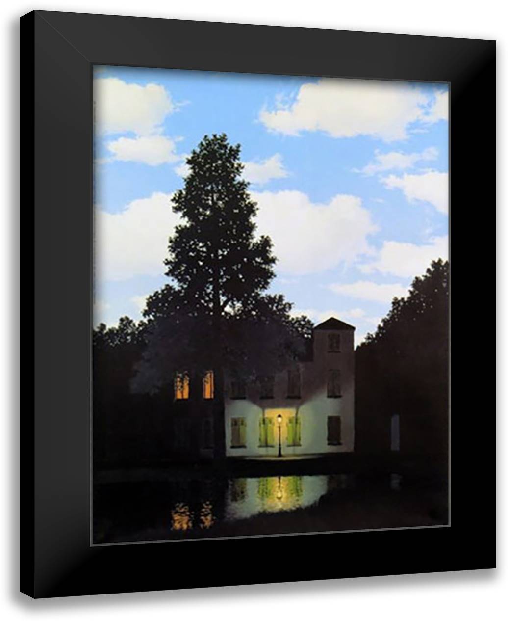 L'Empire des Lumieres 24x32 Black Modern Wood Framed Art Print Poster by Magritte, Rene