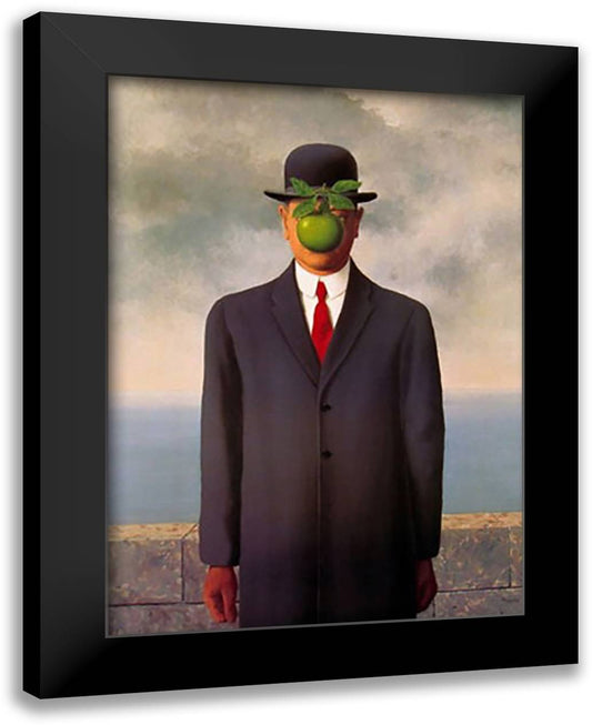 The Son of Man (Le Fils de L'Homme) 24x32 Black Modern Wood Framed Art Print Poster by Magritte, Rene