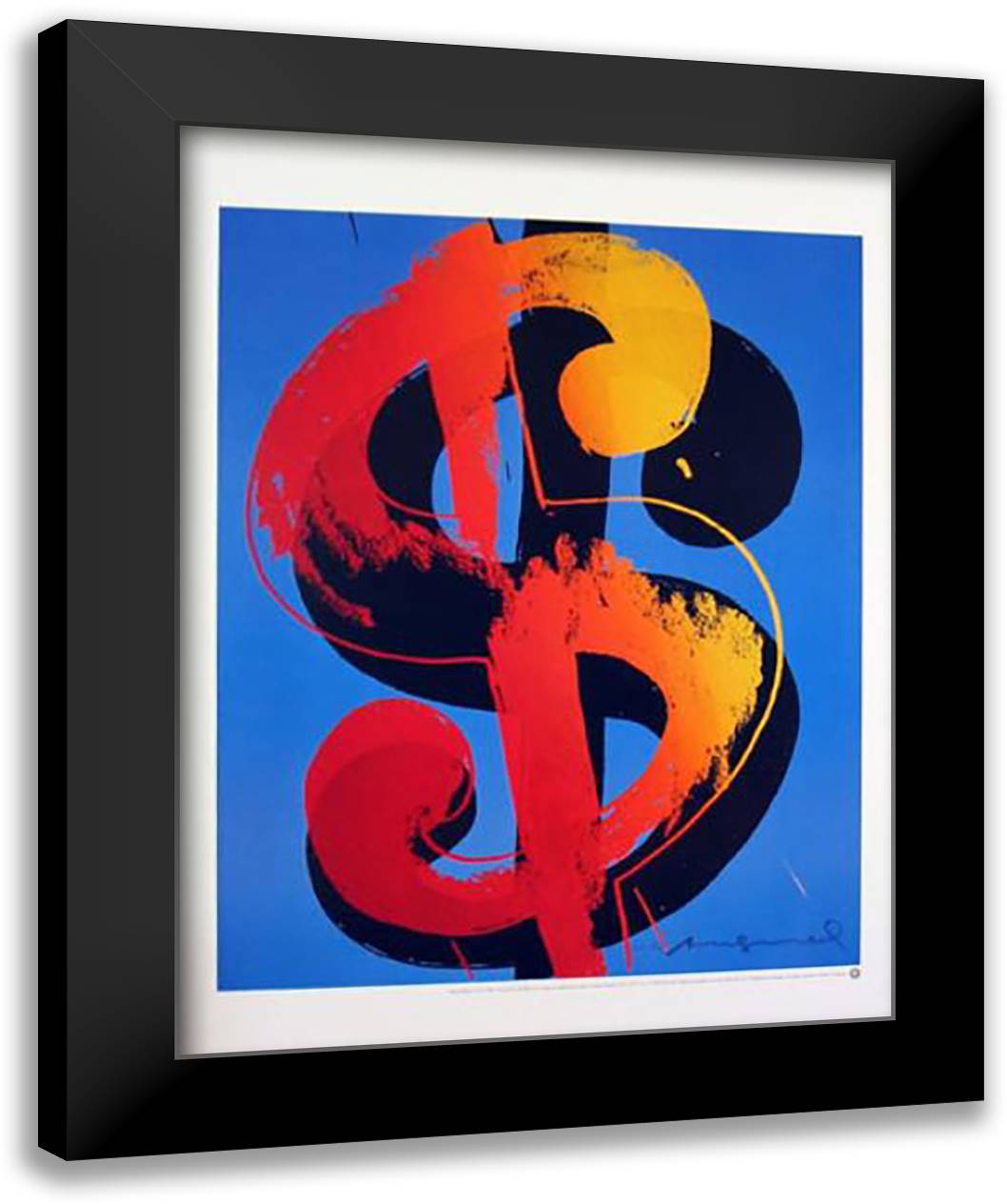 One Dollar Sign 27x36 Black Modern Wood Framed Art Print Poster by Warhol, Andy