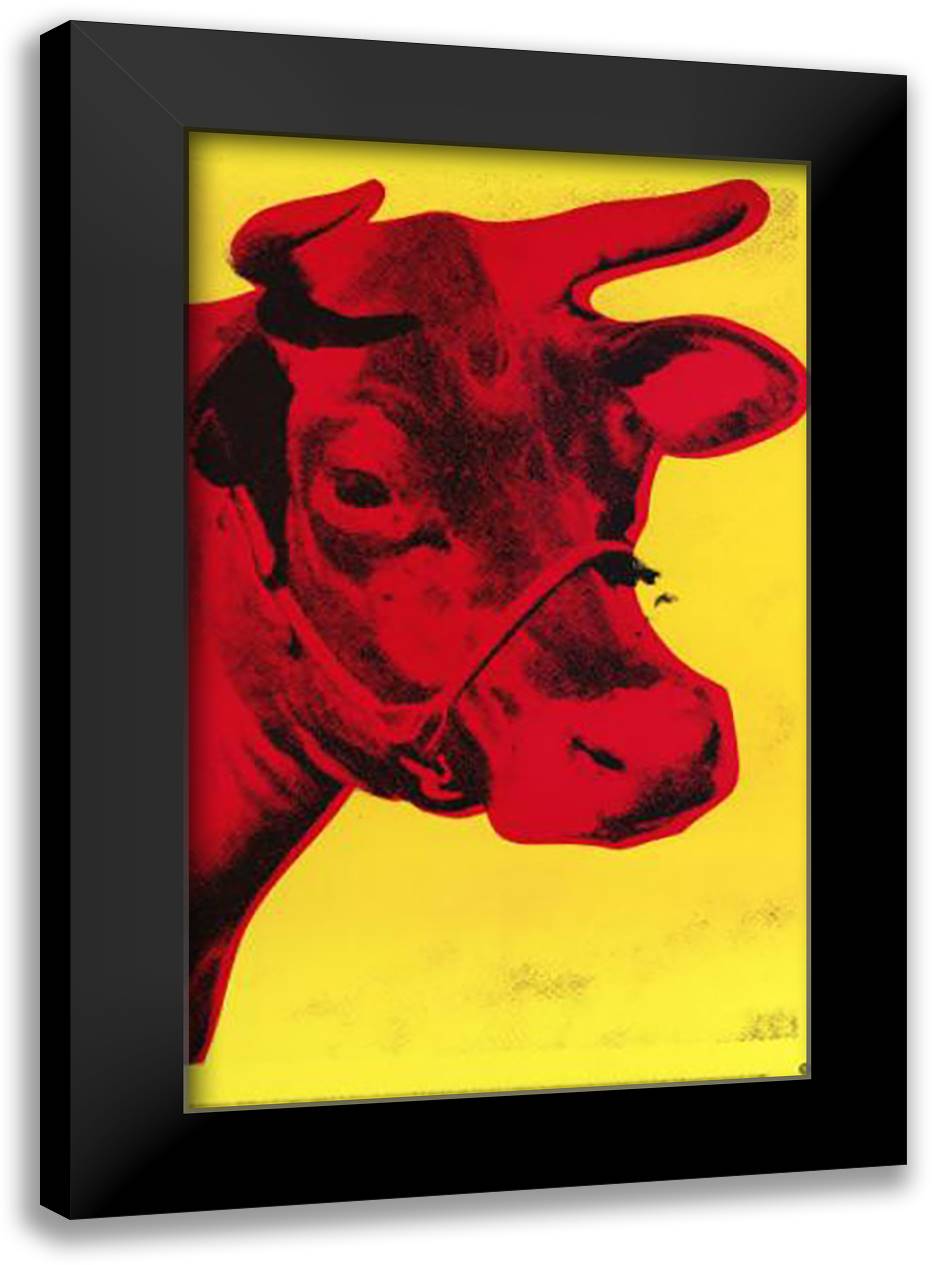 Pink Cow, 1966 25x38 Black Modern Wood Framed Art Print Poster by Warhol, Andy