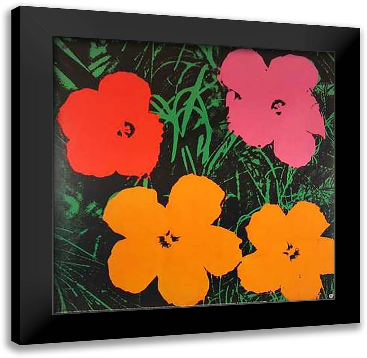 Flowers, 1964 28x28 Black Modern Wood Framed Art Print Poster by Warhol, Andy