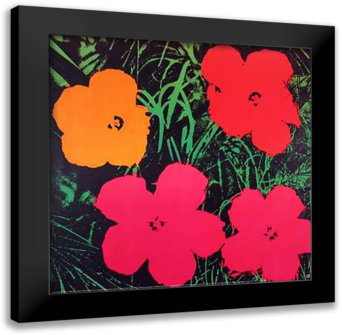 Flowers, 1964 28x28 Black Modern Wood Framed Art Print Poster by Warhol, Andy