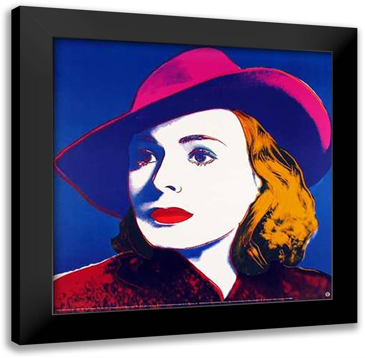 Ingrid with Hat 27x29 Black Modern Wood Framed Art Print Poster by Warhol, Andy