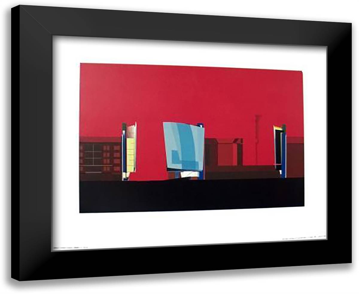 1986 24x20 Black Modern Wood Framed Art Print Poster by Zaha, Hadid
