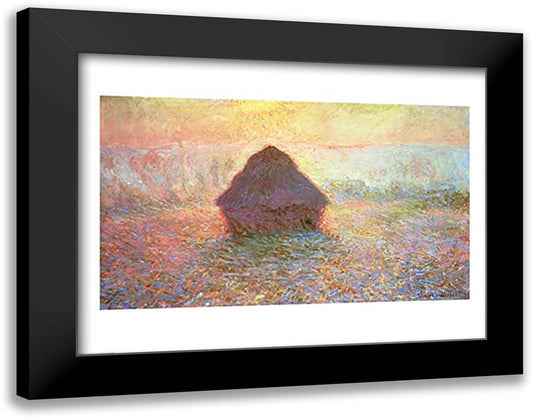 Haystack, Hazy Sunshine, 1891 28x22 Black Modern Wood Framed Art Print Poster by Monet, Claude