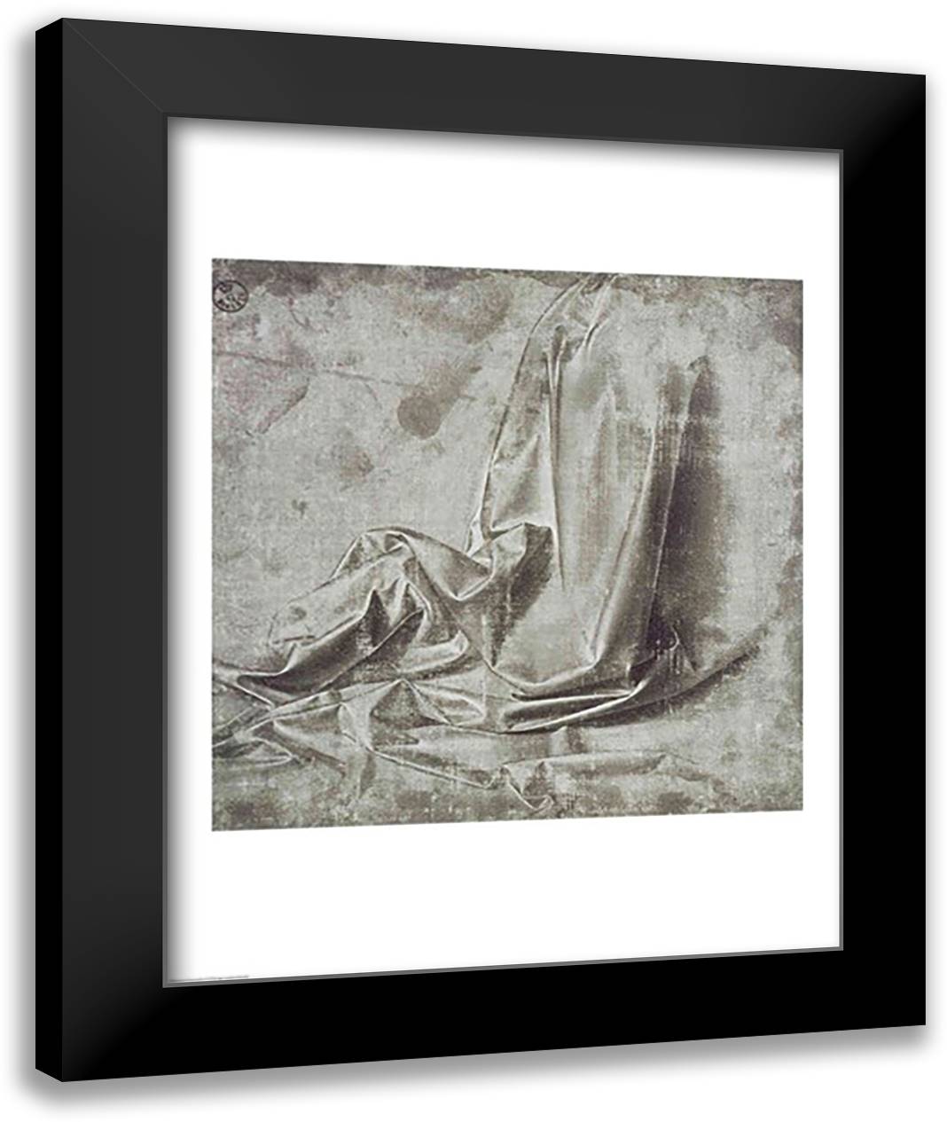Drapery study for a kneeling figure in Profil Perdu 22x28 Black Modern Wood Framed Art Print Poster by da Vinci, Leonardo