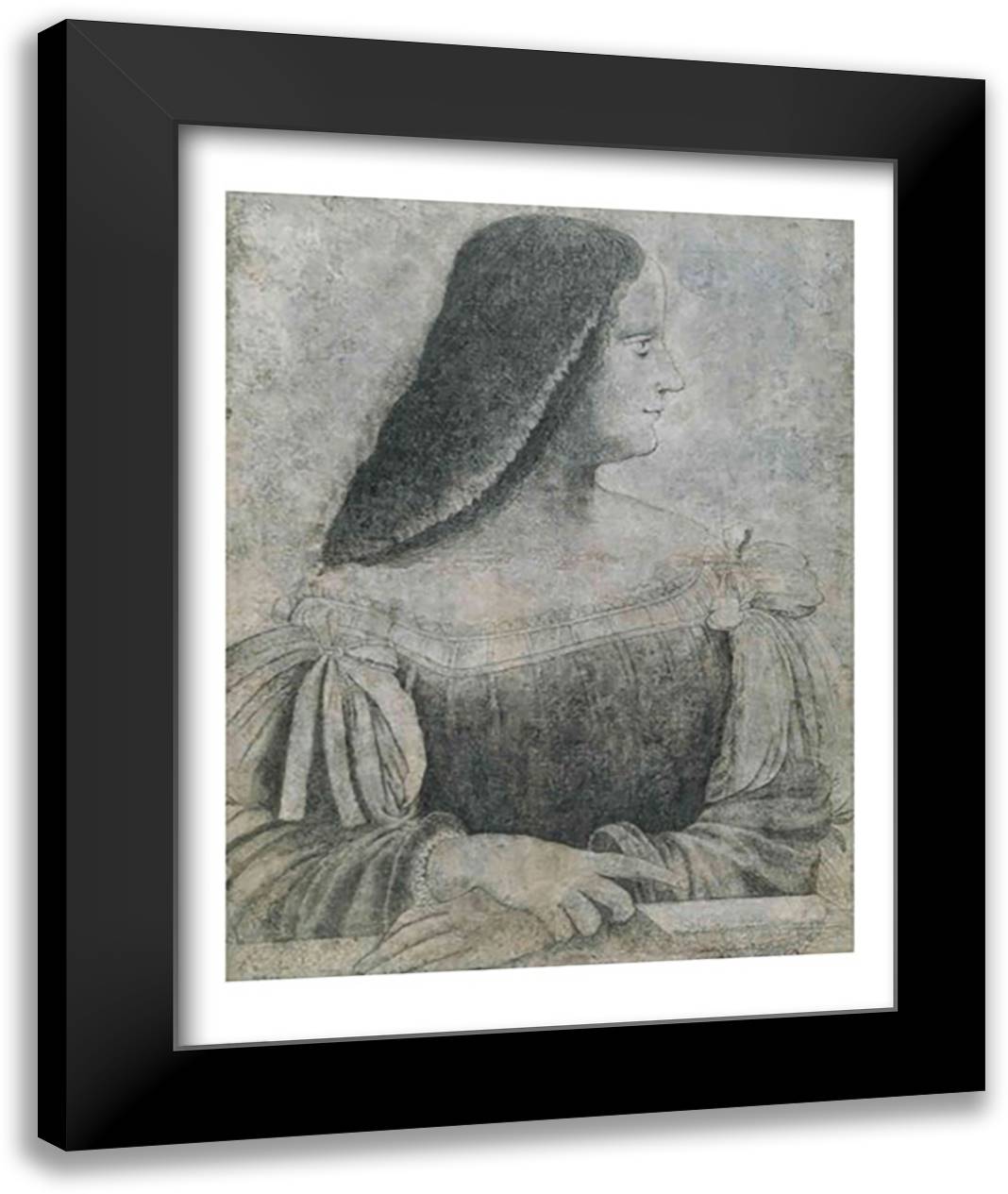 Portrait of Isabella d'Este 22x28 Black Modern Wood Framed Art Print Poster by da Vinci, Leonardo