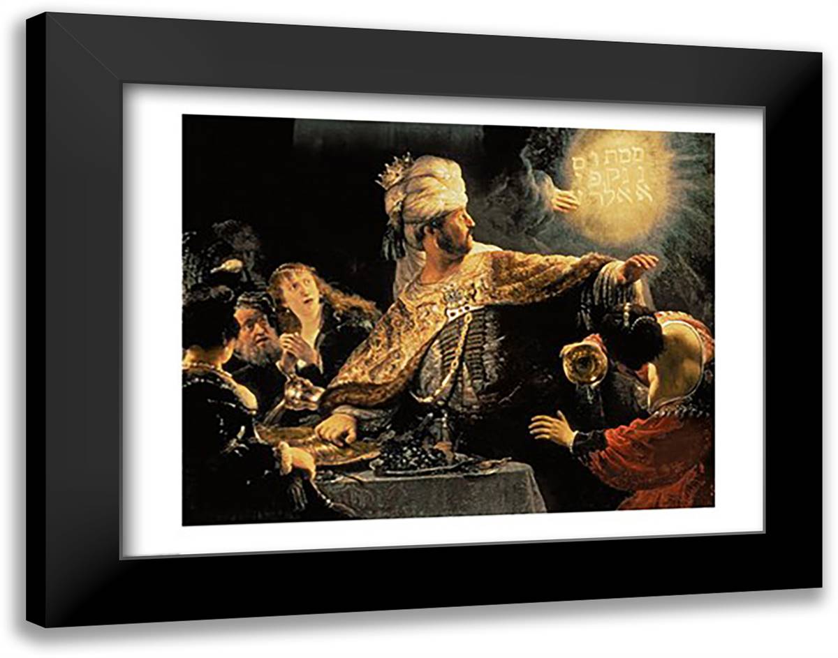 Belshazzar's Feast c.1636 28x22 Black Modern Wood Framed Art Print Poster by Rembrandt