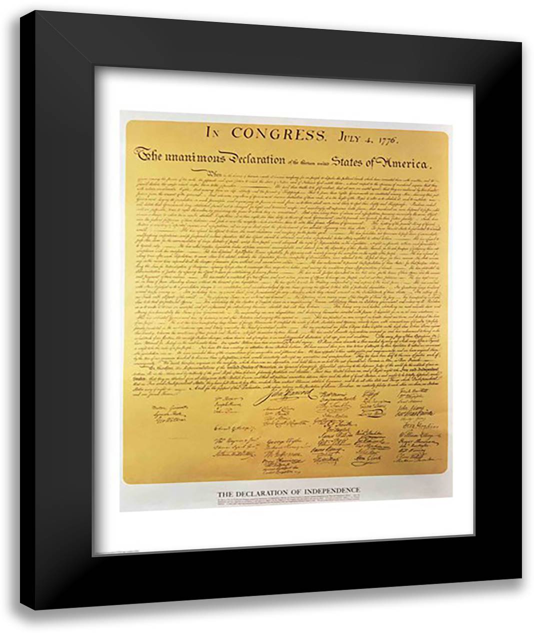 Declaration of Independence of the 13 United States of America of 1776 22x28 Black Modern Wood Framed Art Print Poster