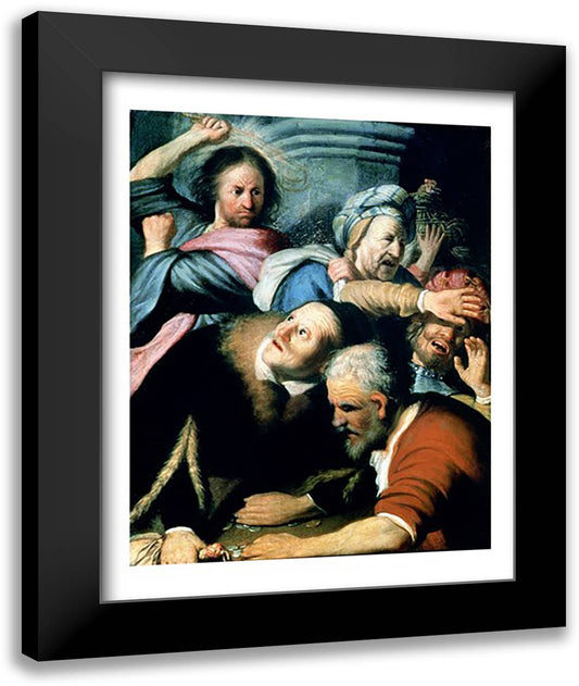 Christ Driving the Moneychangers from the Temple, 1626 22x28 Black Modern Wood Framed Art Print Poster by Rembrandt